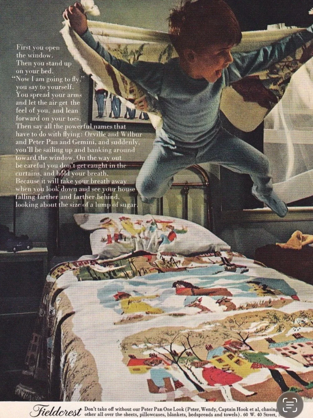 Fieldcrest Storybook Cotton Coverlet Peter Pan Vintage 1966